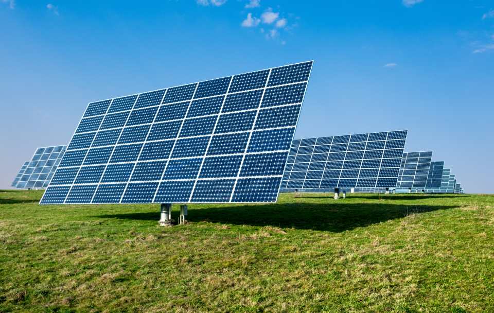 a view of top-quality solar panels on a field 